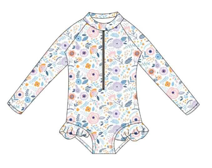 Blooming rashguard one piece