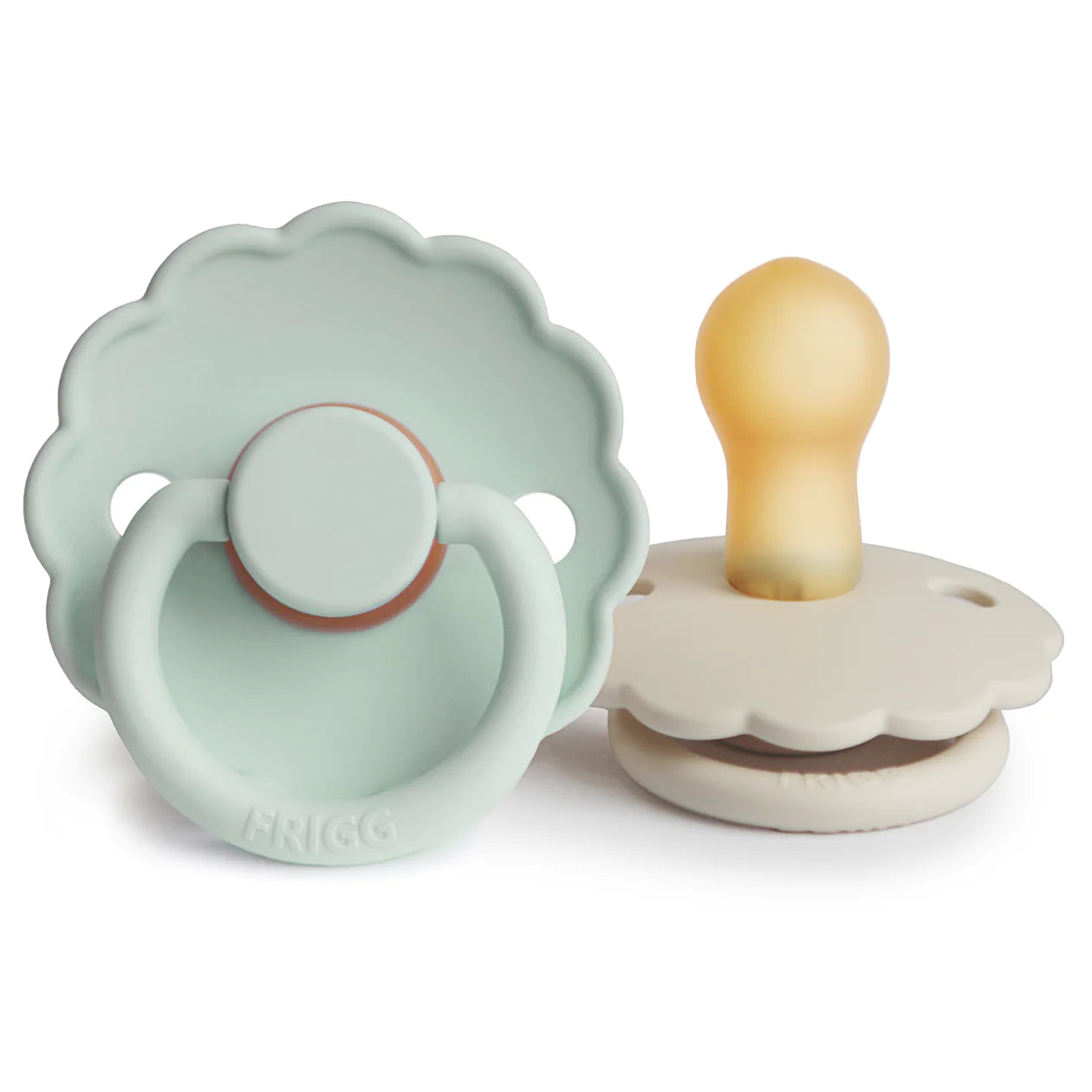 Frigg daisy natural rubber baby pacifier (seafoam/cream) 2-pack