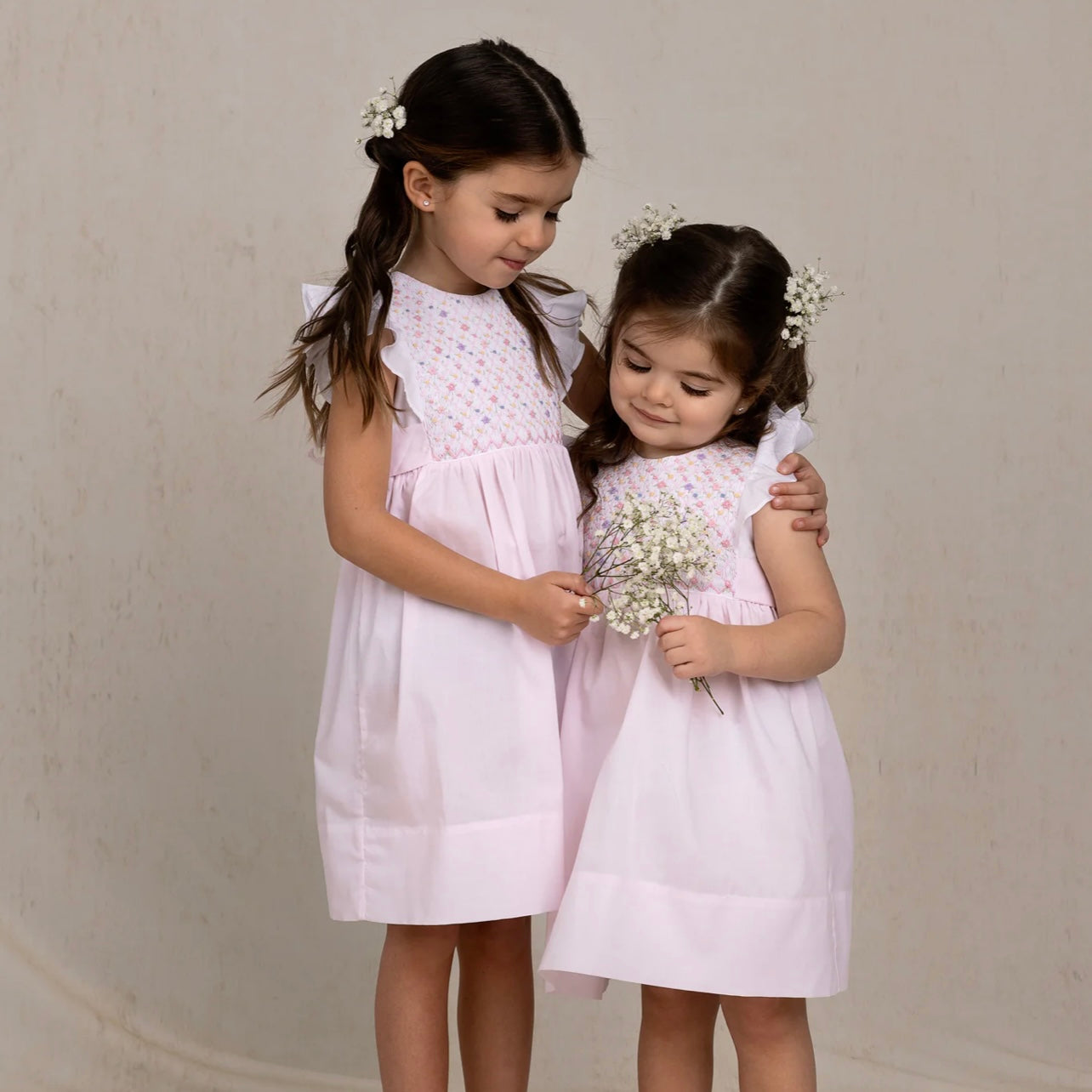 Girls Floral Hand Smocked Dress