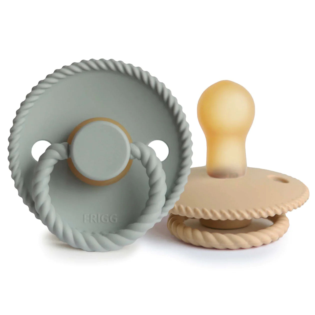 Frigg Rope Natural Rubber Baby Pacifier (Sage / Croissant)