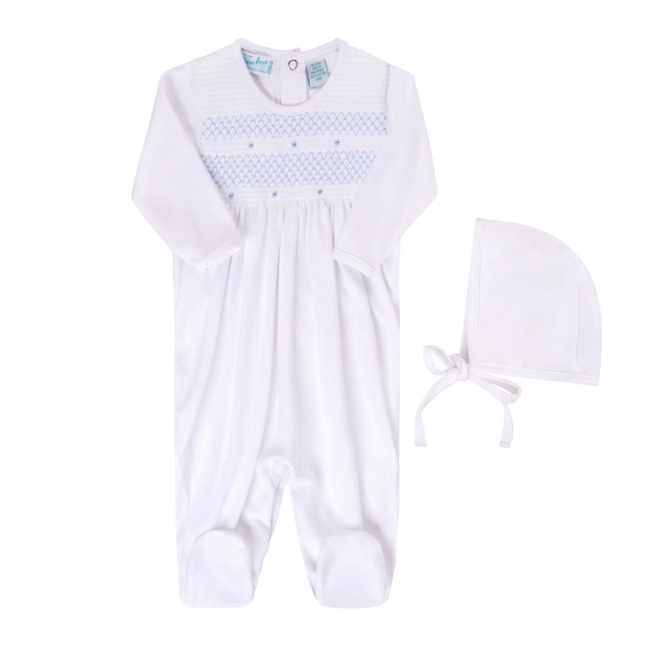 Pijama blanca con smock y gorro
