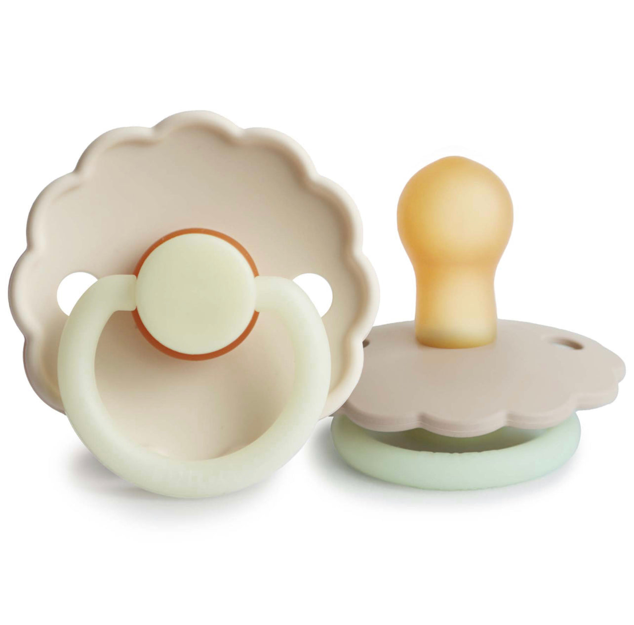 Chupones Frigg Daisy Night natural rubber baby pacifier (croissant / cream)