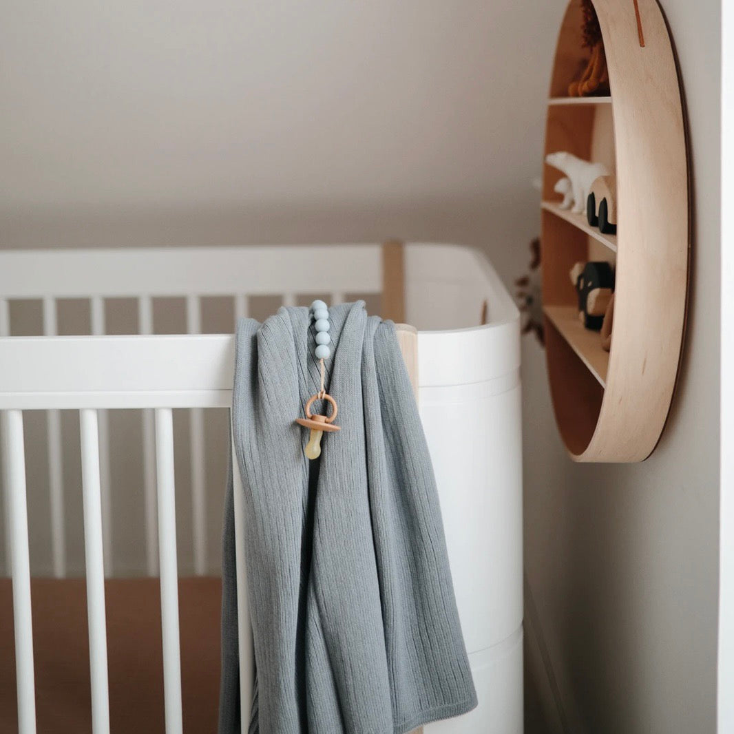Knitted Ribbed Baby Blanket (Gray Melange)