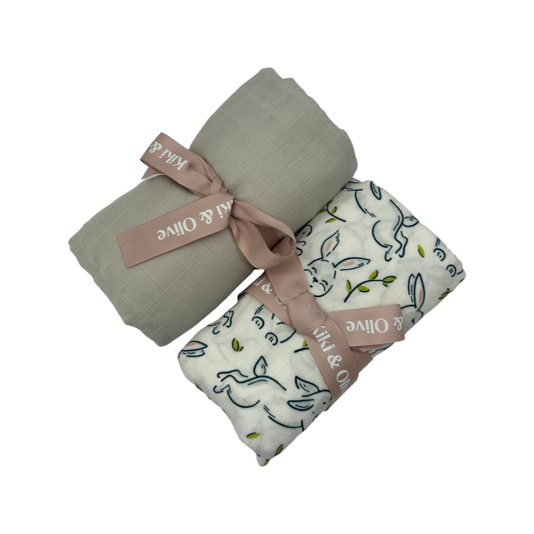 Bunny hop muslin swaddle