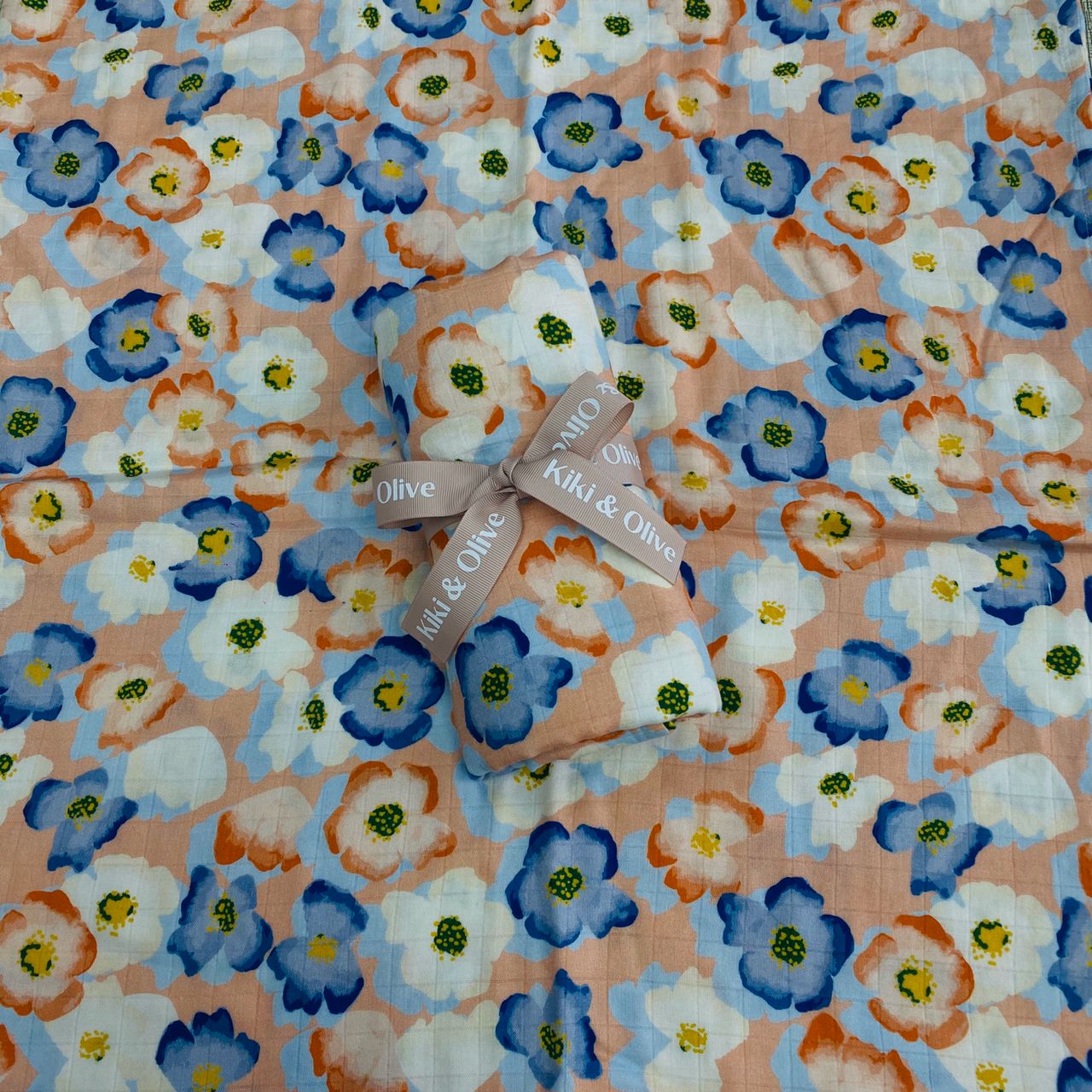 Peachy flowers muslin swaddle