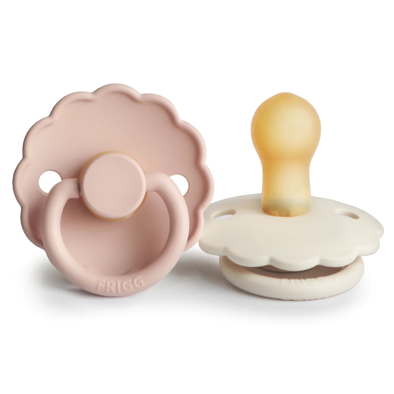 Frigg daisy natural rubber baby pacifier (blush/cream) 2-pack