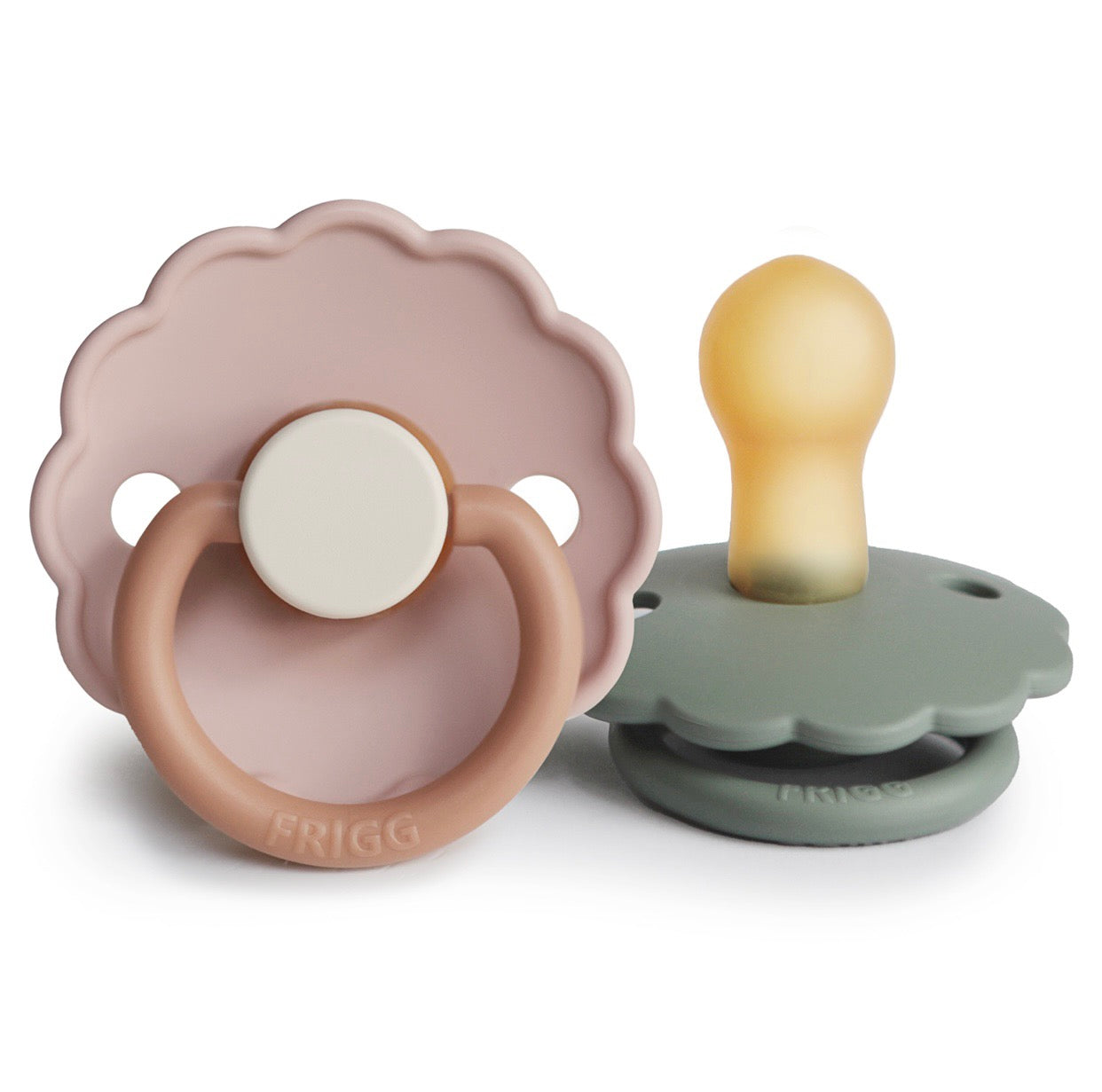 Frigg daisy natural rubber baby pacifier (biscuit/lily pad) 2-pack