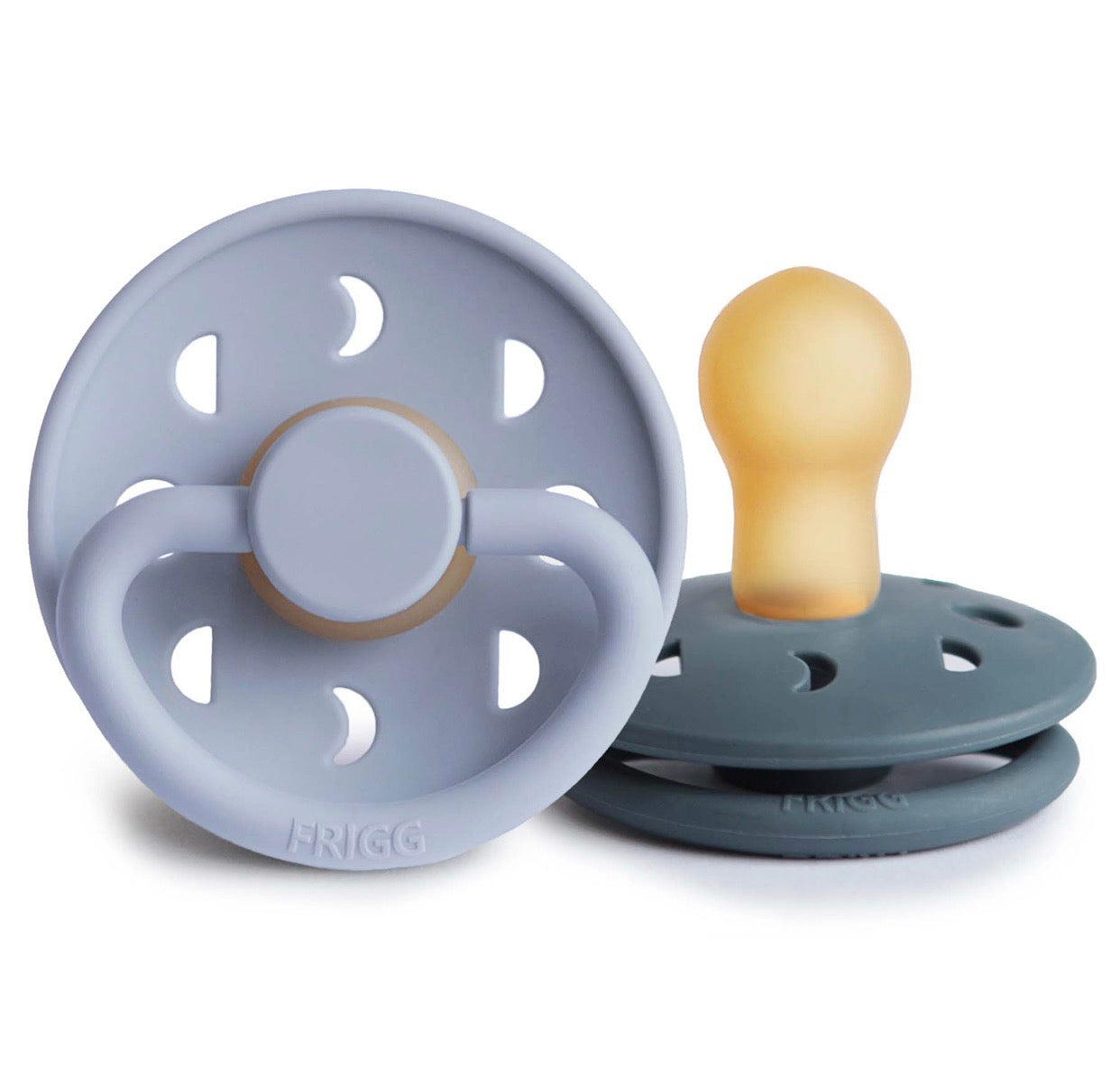 Frigg Moon Natural Rubber Baby Pacifier (Powder Blue / Slate)