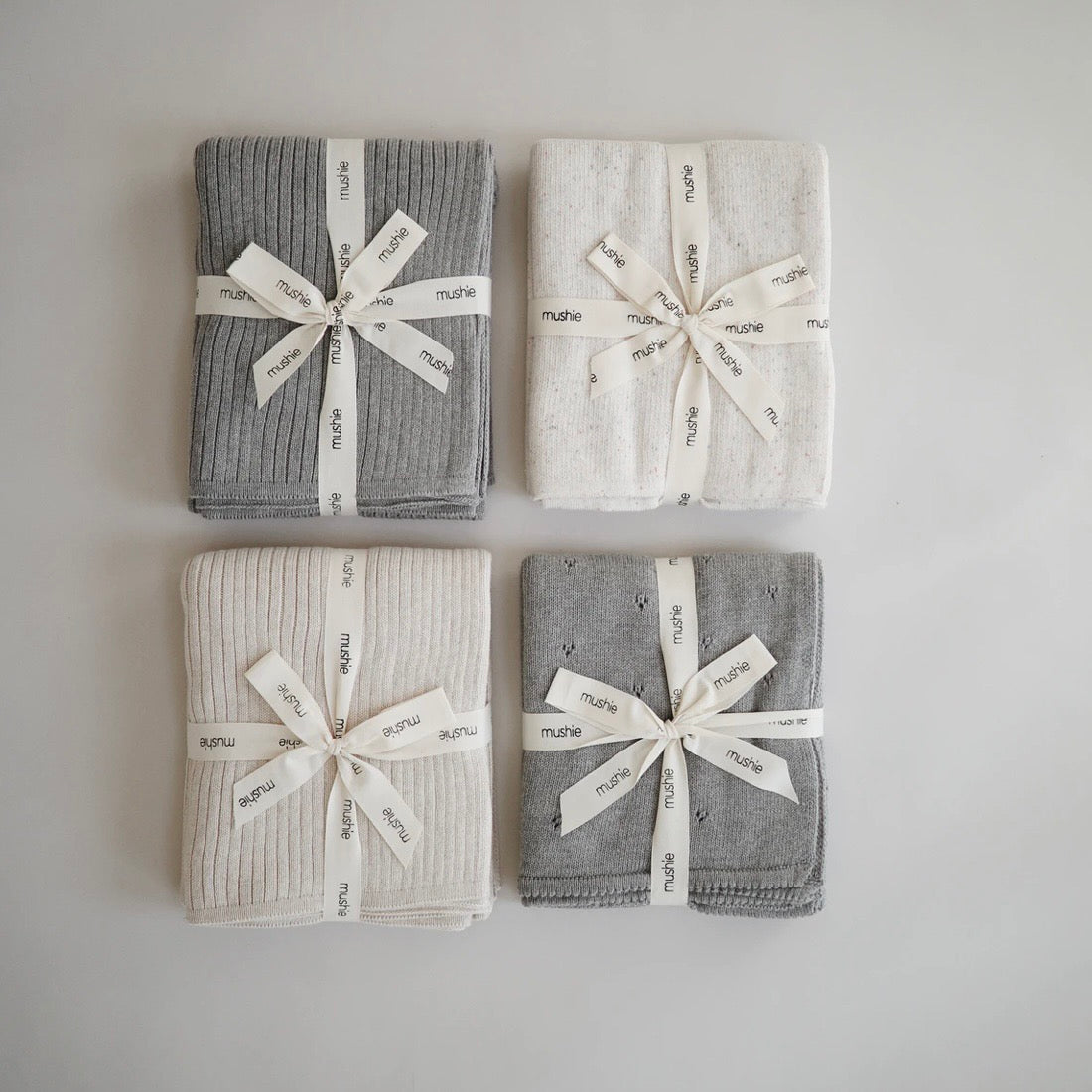 Knitted Ribbed Baby Blanket (Gray Melange)
