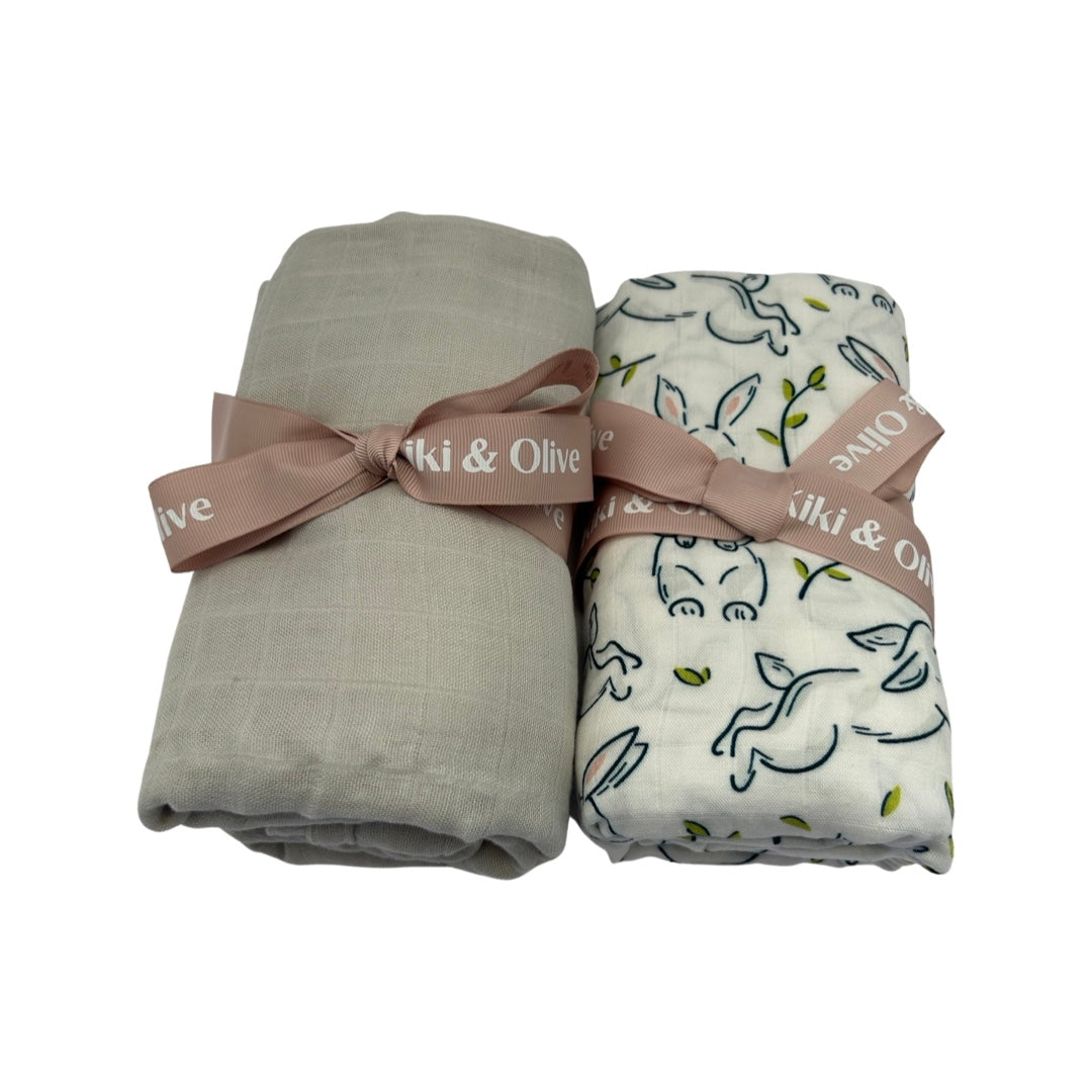 Bunny hop muslin swaddle