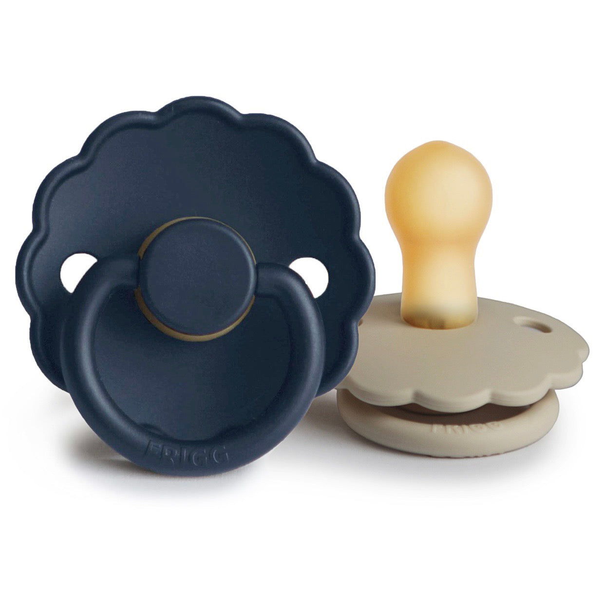 Frigg daisy natural rubber baby pacifier (dark navy/sandstone) 2-pack