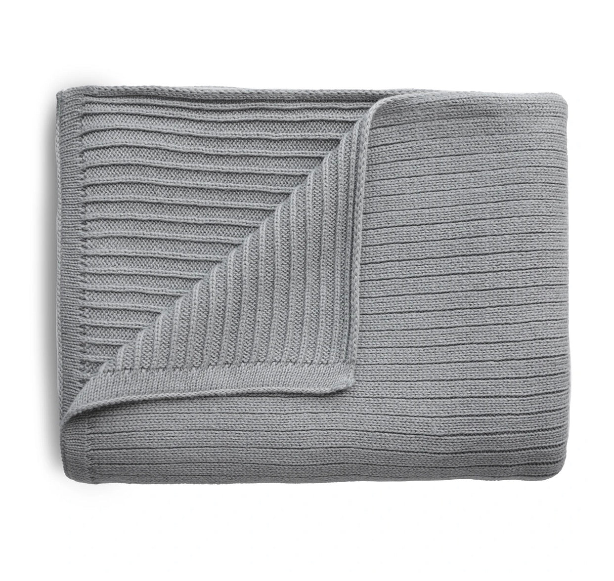 Knitted Ribbed Baby Blanket (Gray Melange)