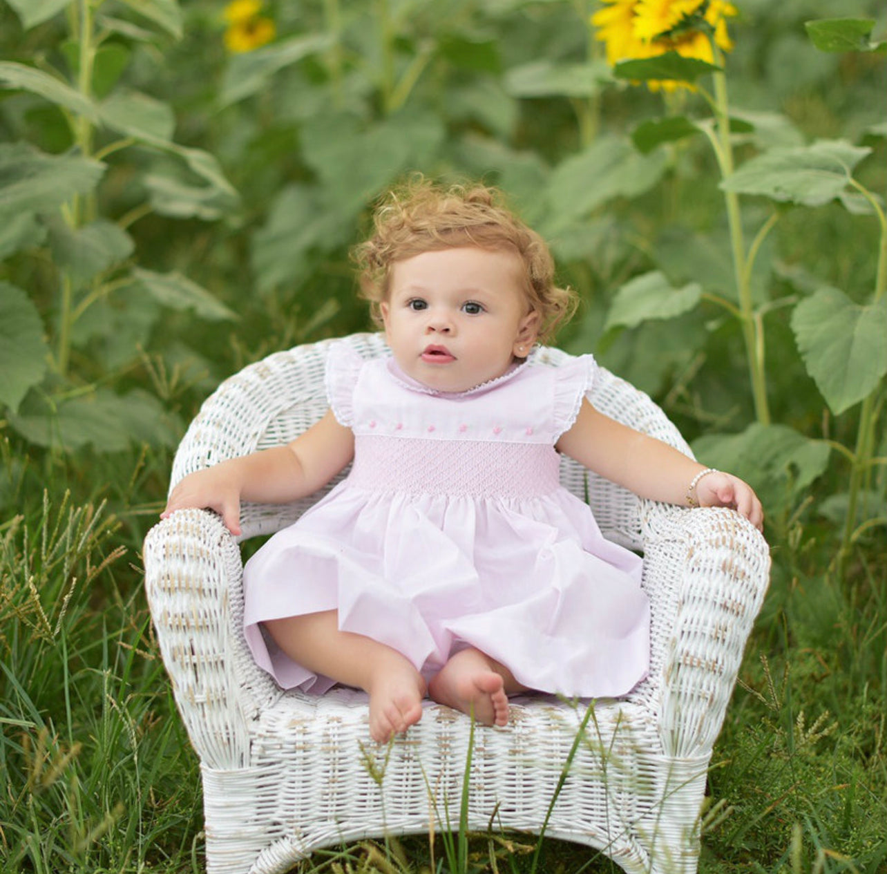 Smocked Lace Fly Sleeve (blanco)