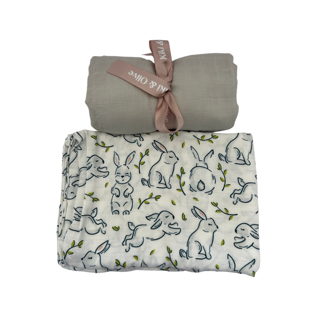 Bunny hop muslin swaddle