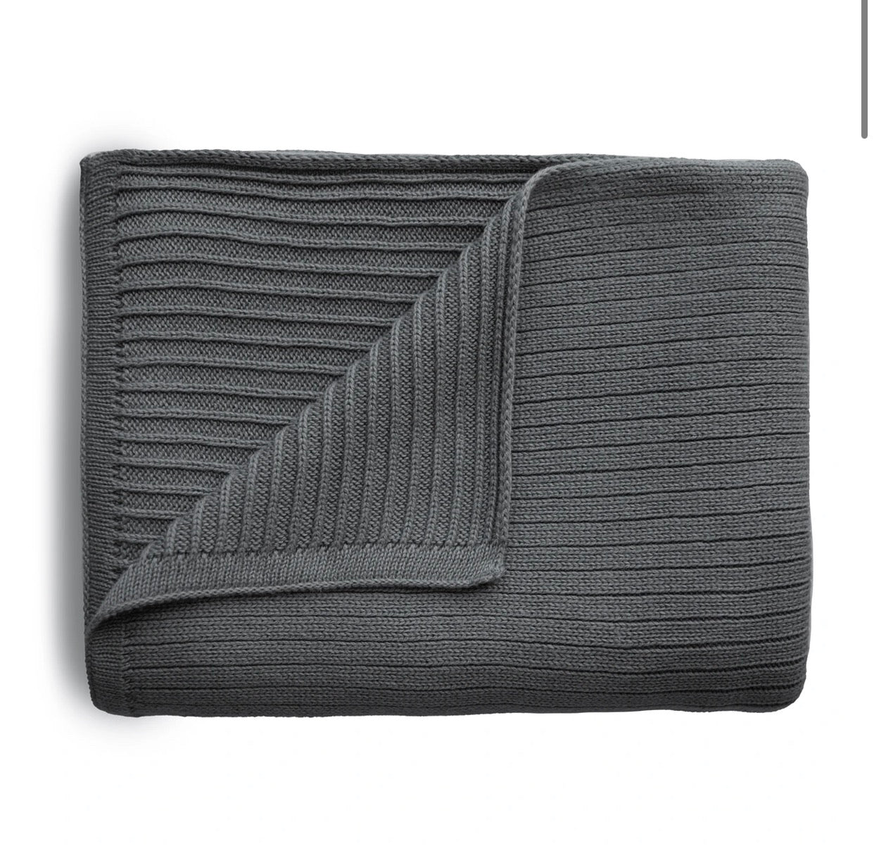 Knitted Ribbed Baby Blanket (Dark Gray Melange)