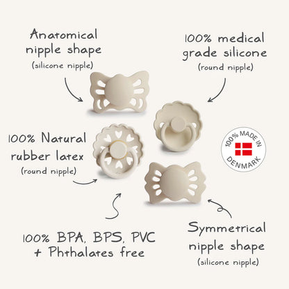 FRIGG Baby's First Pacifier Floral Heart (Cream) 4-Pack