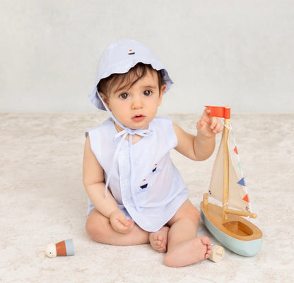 Blue Nautical Sailboat Diaper Set