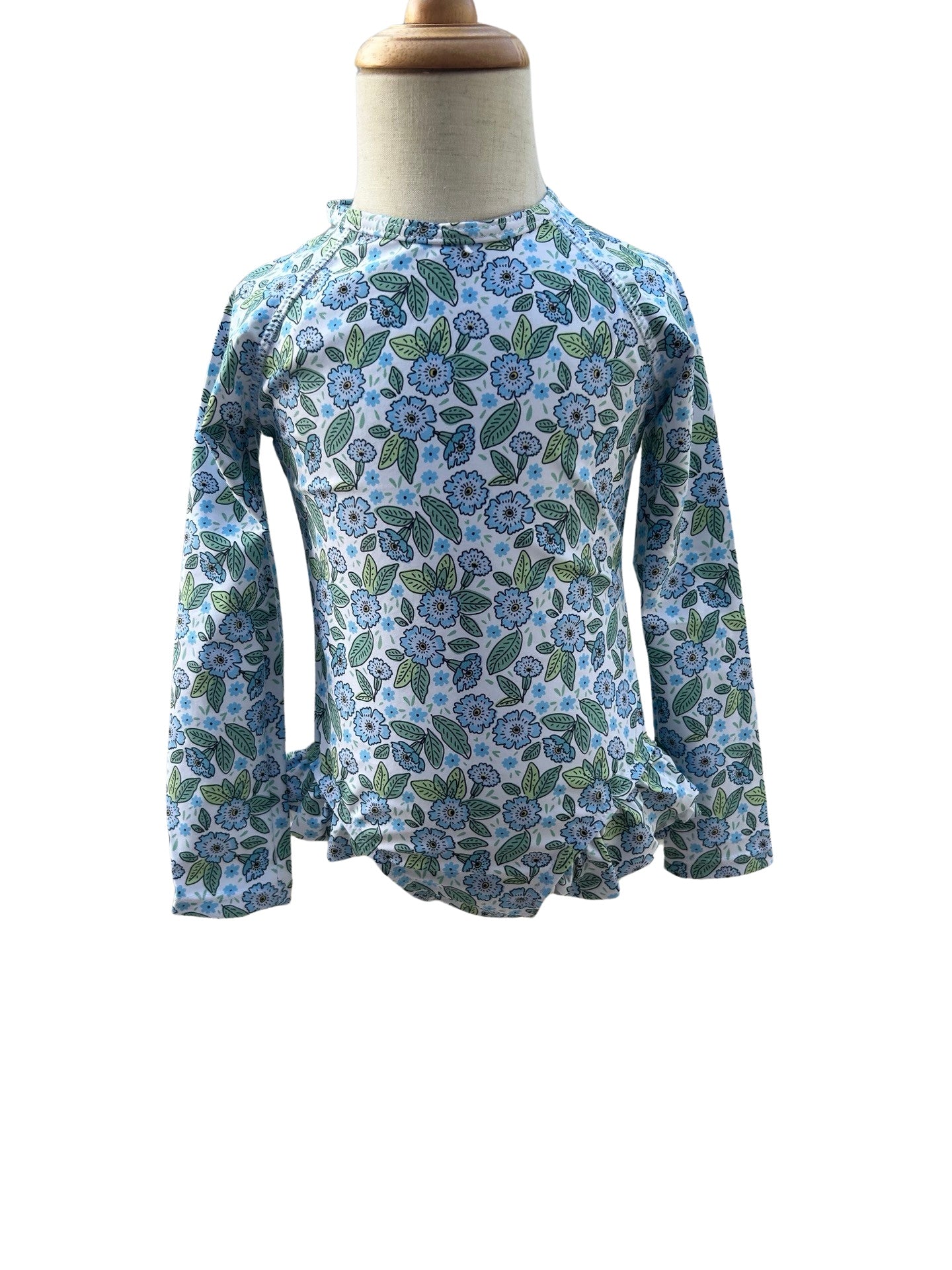 Flowers in blue rashguard one piece