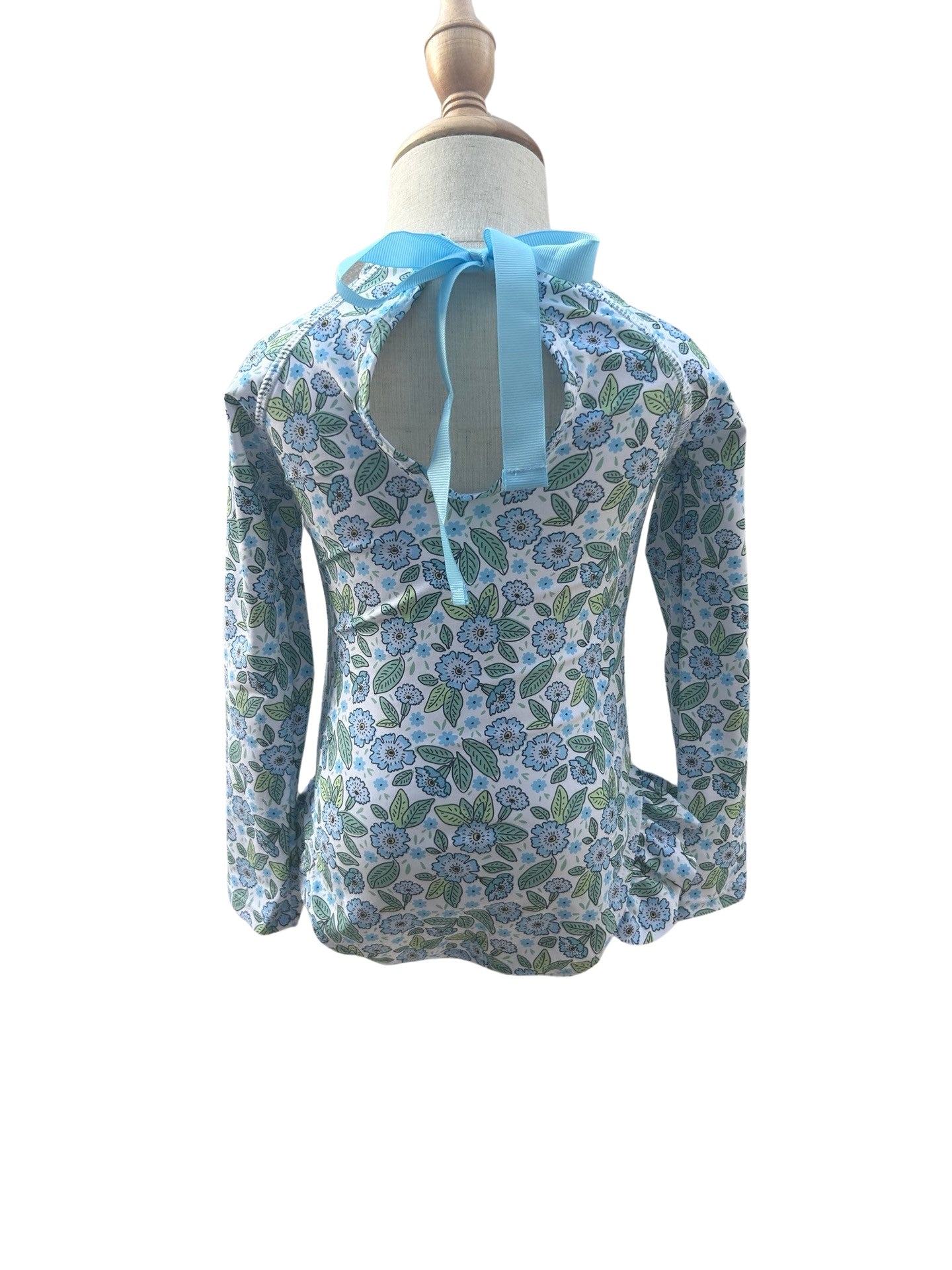 Flowers in blue rashguard one piece