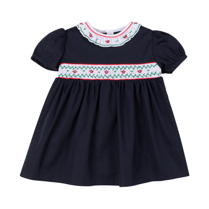 Navy Smocked Holiday Dress