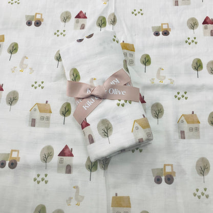 Farm life muslin swaddle