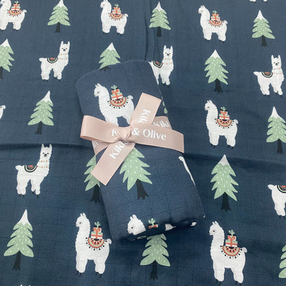 Fa la la llama muslin swaddle