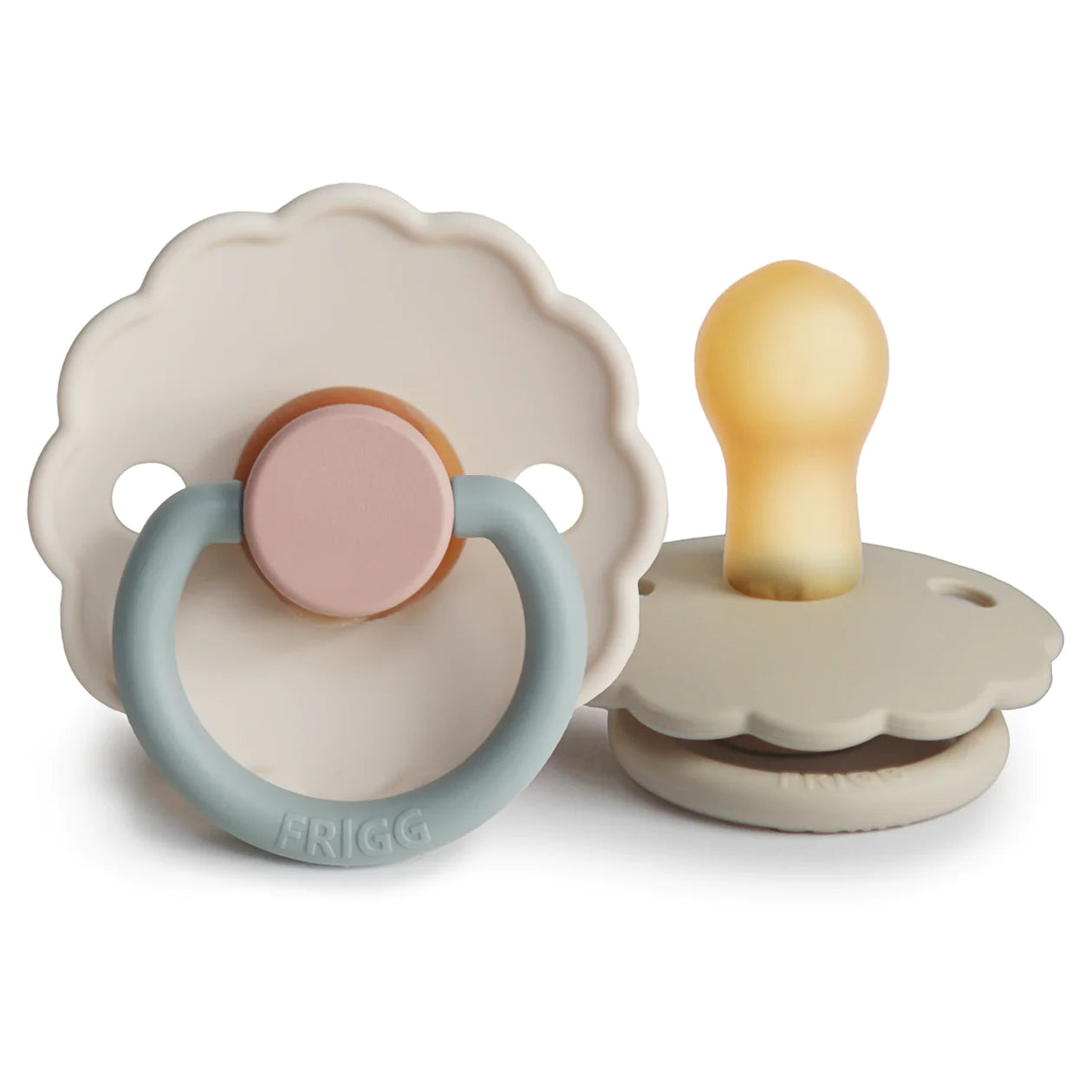 Frigg daisy natural rubber baby pacifier (cotton candy/sandstone) 2-pack