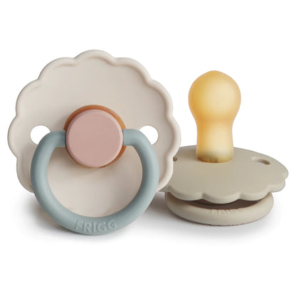 Frigg daisy natural rubber baby pacifier (cotton candy/sandstone) 2-pack