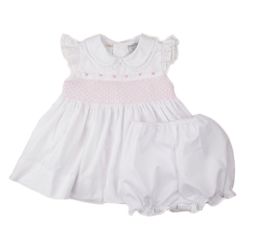 Smocked Lace Fly Sleeve (white)