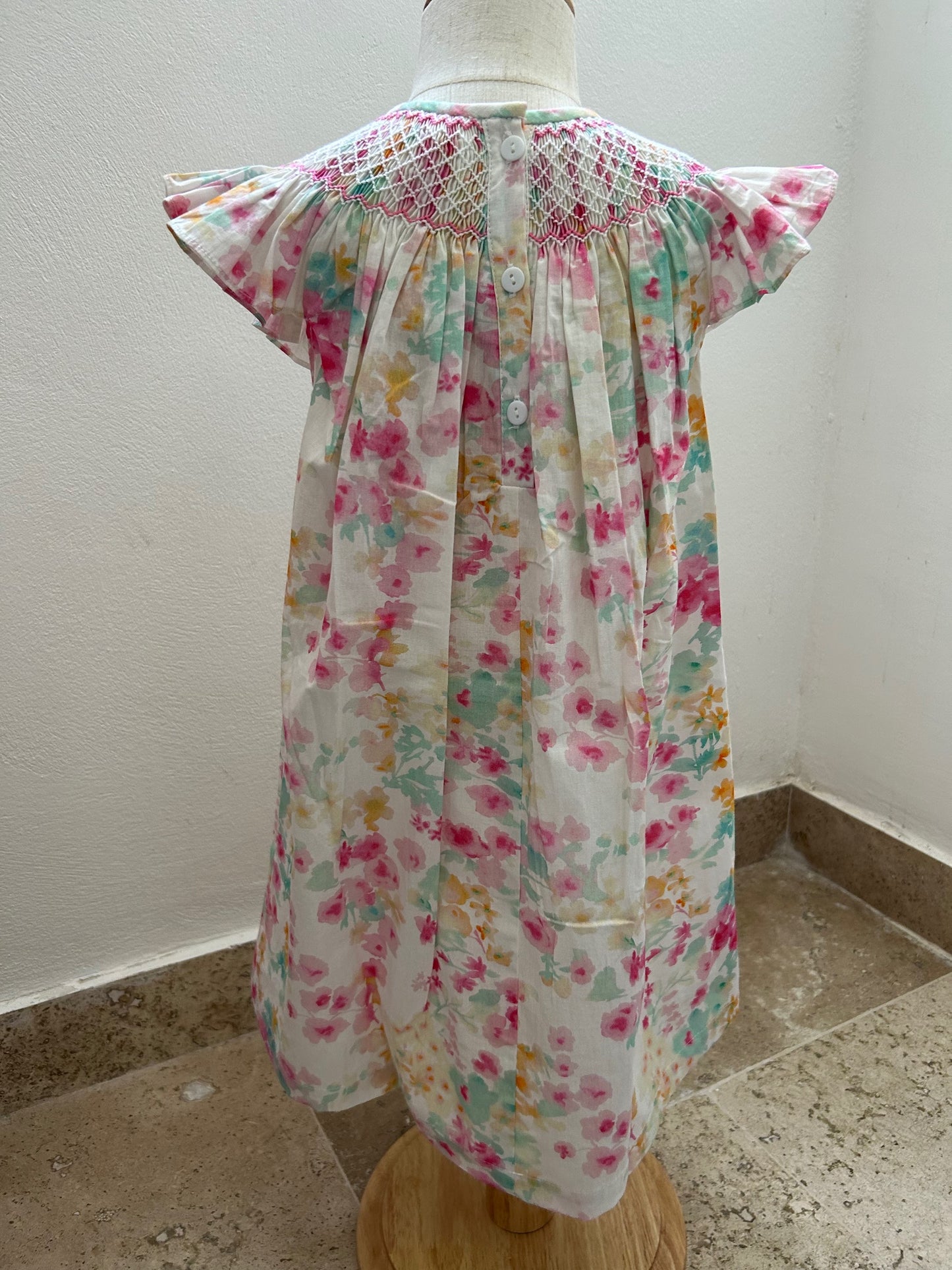 Bougainvillea floral smock dress