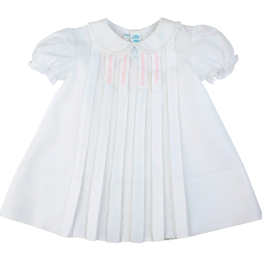 Lace Inlay Pleated Dress (blanco)