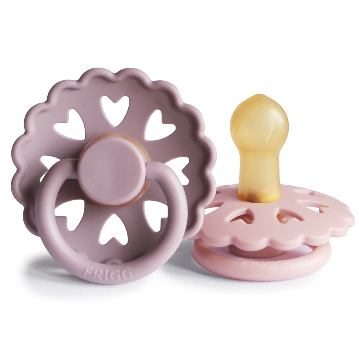 Frigg andersen natural rubber baby pacifier (twilight mauve / primrose)