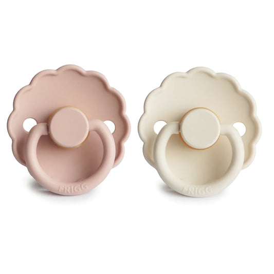 Frigg daisy natural rubber baby pacifier (blush/cream) 2-pack