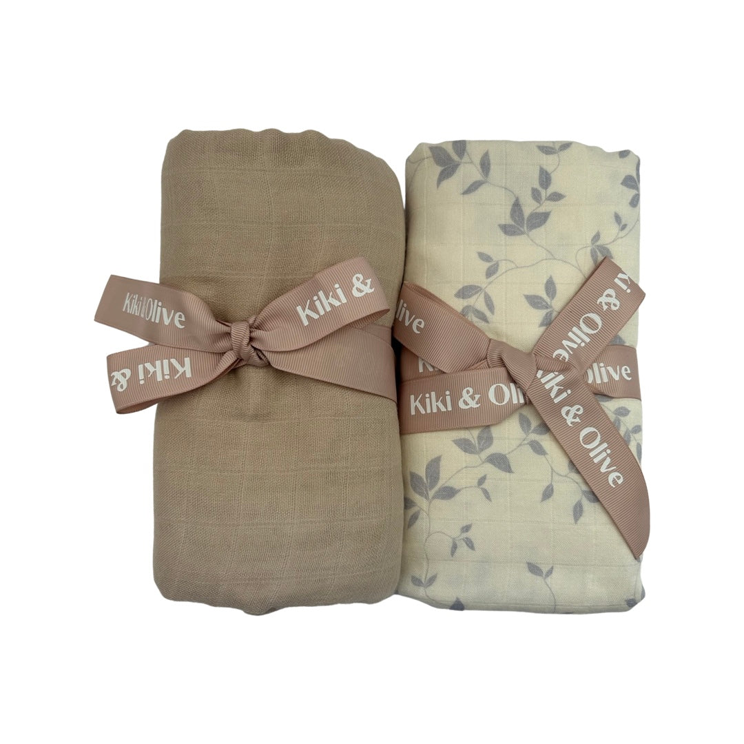 Blue vines muslin swaddle