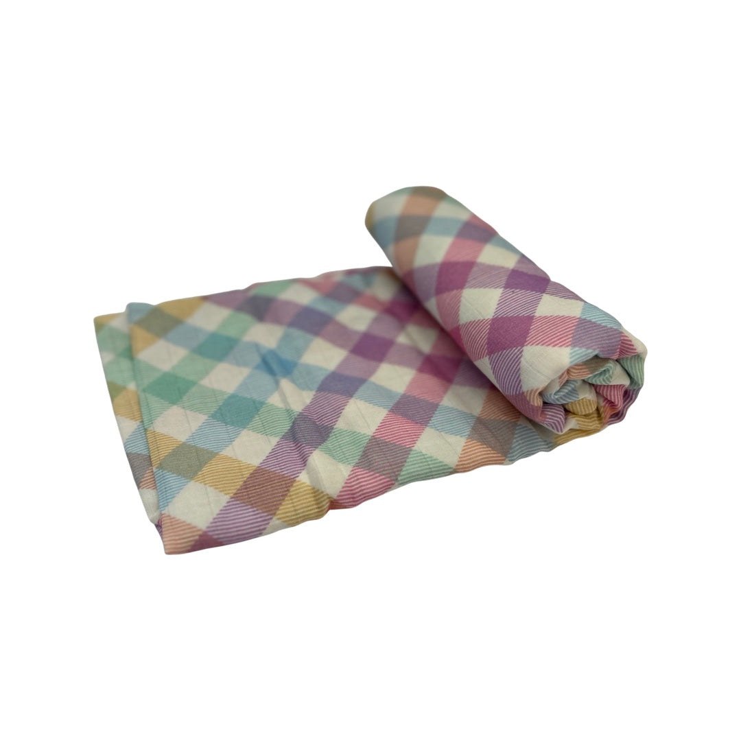 Spring plaid muslin swaddle