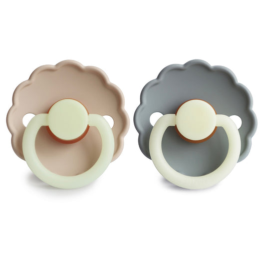 Frigg Daisy Night natural rubber pacifiers (french gray / croissant)