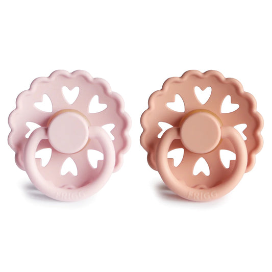 Frigg andersen natural rubber baby pacifier (white lilac / pretty in peach)