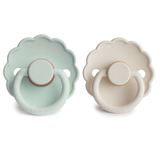 Frigg daisy natural rubber baby pacifier (seafoam/cream) 2-pack