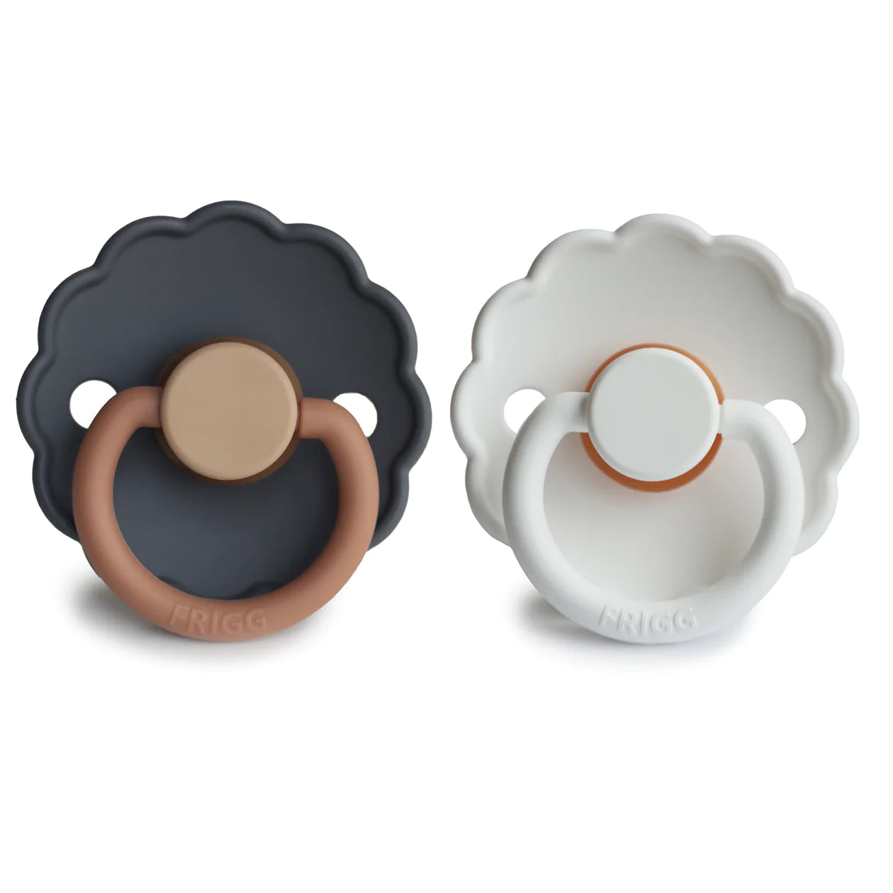 Frigg daisy natural rubber baby pacifier (aurora/bright white) 2-pack