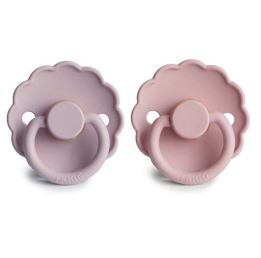 Frigg daisy natural rubber baby pacifier (baby pink/soft lilac) 2-pack