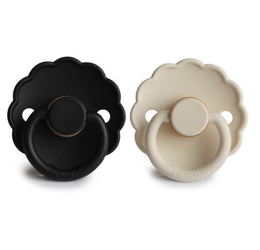 Frigg daisy natural rubber baby pacifier (jet black/cream) 2-pack