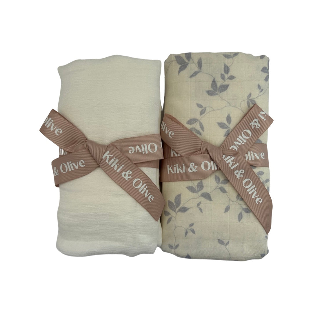 Blue vines muslin swaddle